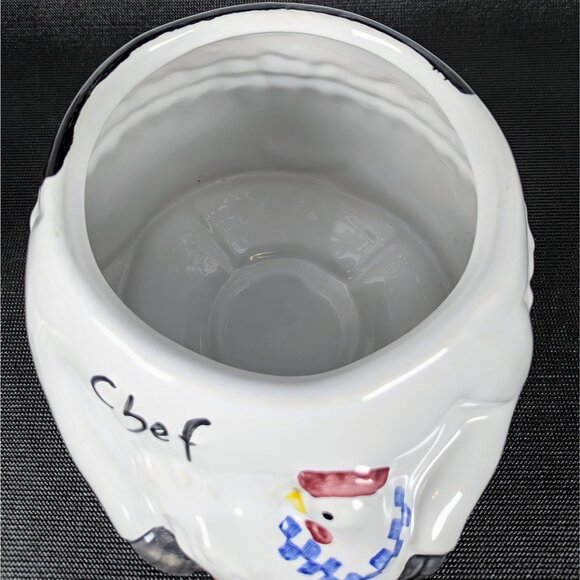 Chef Cow Ceramic Cookie Jar 10" Canister Stoneware Farm Cattle Ranch Vintage - Picture 5 of 7